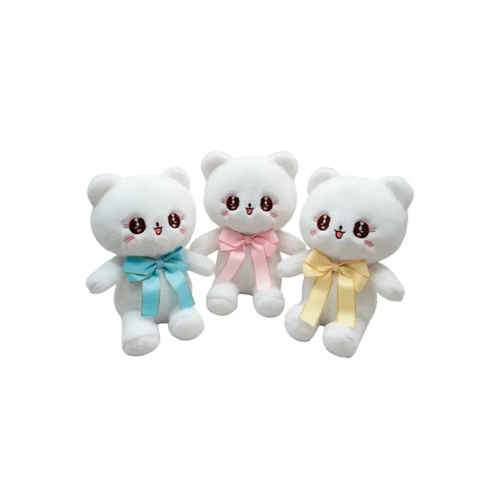 PELUCHE GATITA CON LAZO 8 PULGADAS
