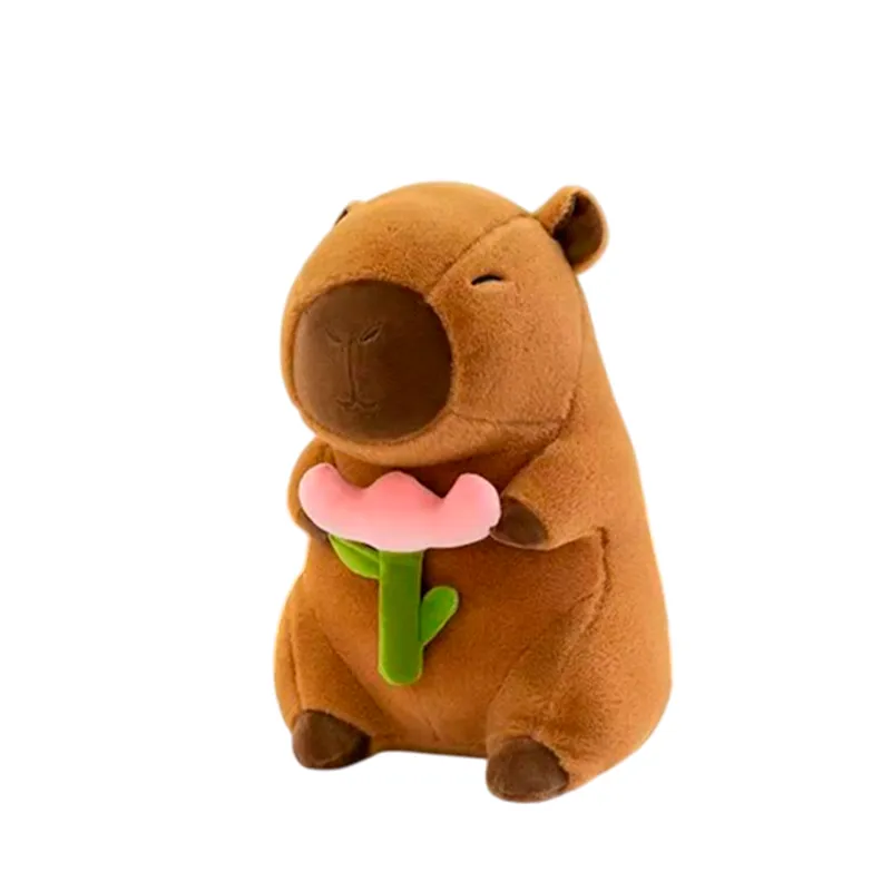 [0961-33] PELUCHE CAPIBARA CON FLOR TULIPAN 40CM